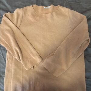 Zara Tan Crewneck Sweater Classic Knit